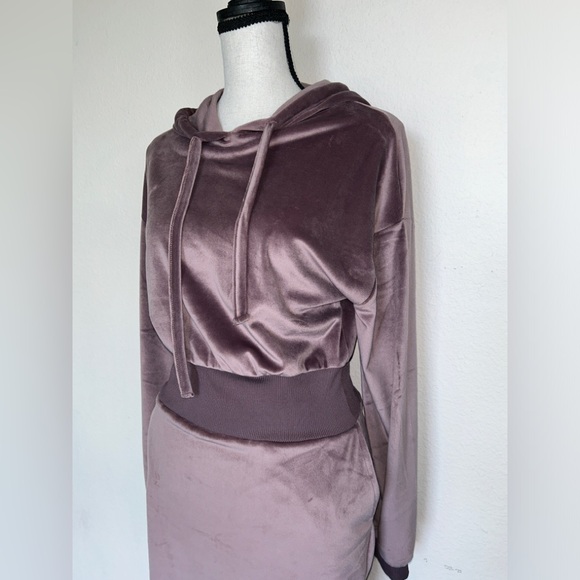 Derek Heart Velour Comfort Soft Hooded Mauve Dress Medium - Picture 9 of 12